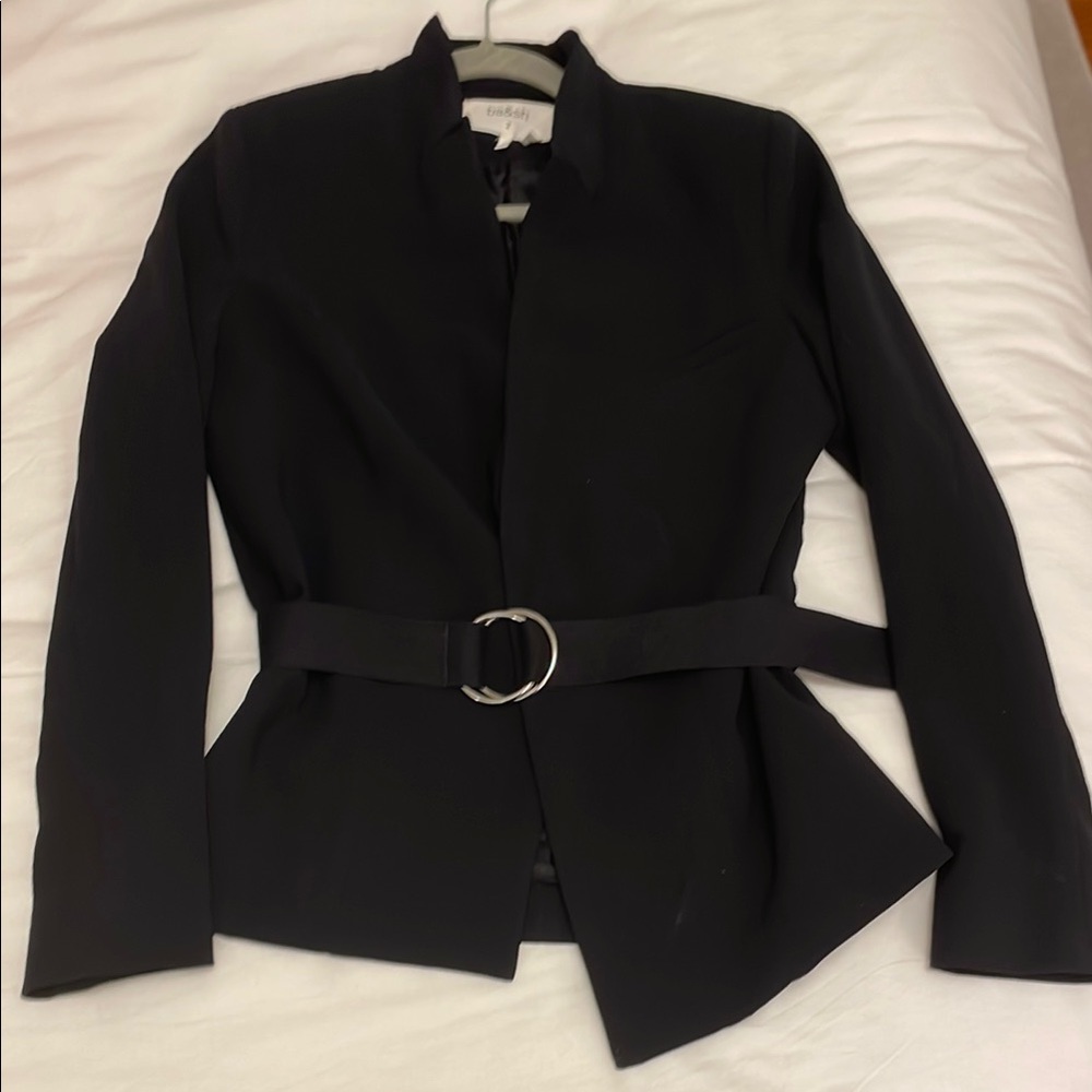 Elegant Black Belted Women's Jacket